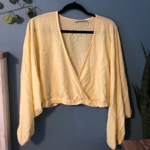 Yellow Balloon Sleeve Blouse